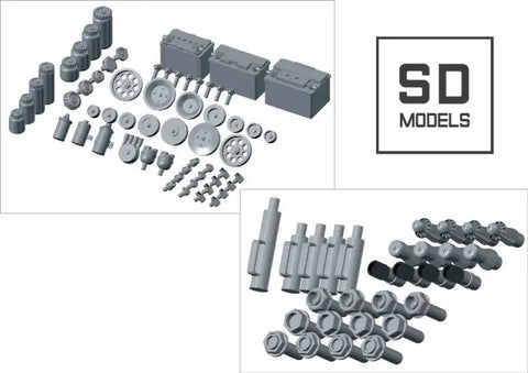 SDモデル SD-X04 1/24 レーシングパーツセットC 【エンジン部品／バッテリ／水タンク／ホイールナット／エアジャッキ】