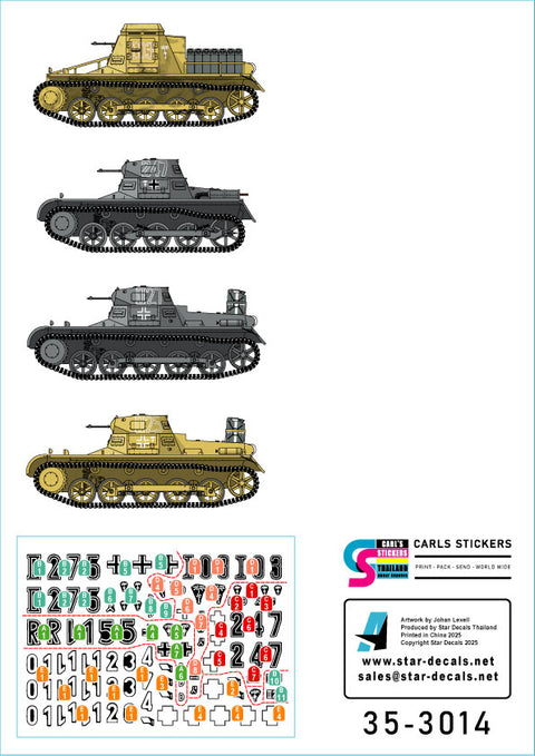 スターデカール 35-3014 1/35 タイガーIとI号戦車. 北アフリカ戦線. タイガーI初期型. I号戦車A・B型, 火炎放射戦車, 指揮戦車. 
