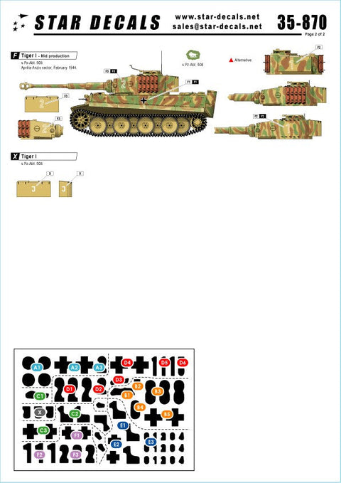 スターデカール 35-870 1/35 ジャーマンタンクス イン イタリア #1-タイガーI マイヤー重戦車中隊/第508重戦車大隊