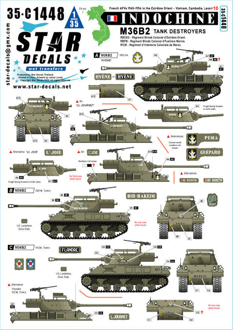 スターデカール 35-C1448 1/35 現用 フランス インドシナ戦争＃10 R.B.C.E.O./R.B.F.M./R.I.C.M.のM36B2駆逐戦車