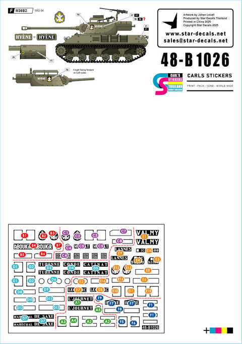 スターデカール 48-B1026 1/48 インドシナ # 3. R.B.C.E.O. シャーマン and M36s. M4, MA1, M4 Composite, M4(105mm), M36B2駆逐戦車 