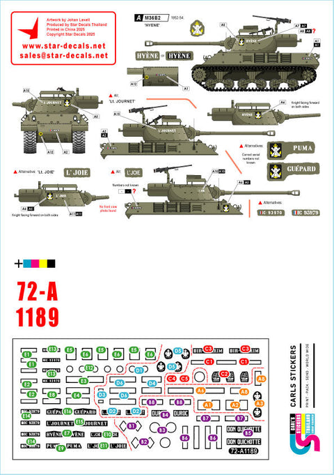 スターデカール 72-A1189 1/72 現用 フランス インドシナ戦争＃5 M8 HMC 75mm自走榴弾砲/M36B2駆逐戦車