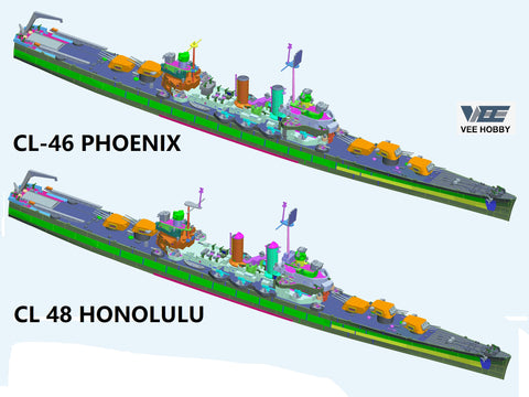 ヴィーホビー V57018 1/700 アメリカ海軍 ブルックリン級軽巡洋艦 ホノルル CL-48 1944 通常版 プラモデル