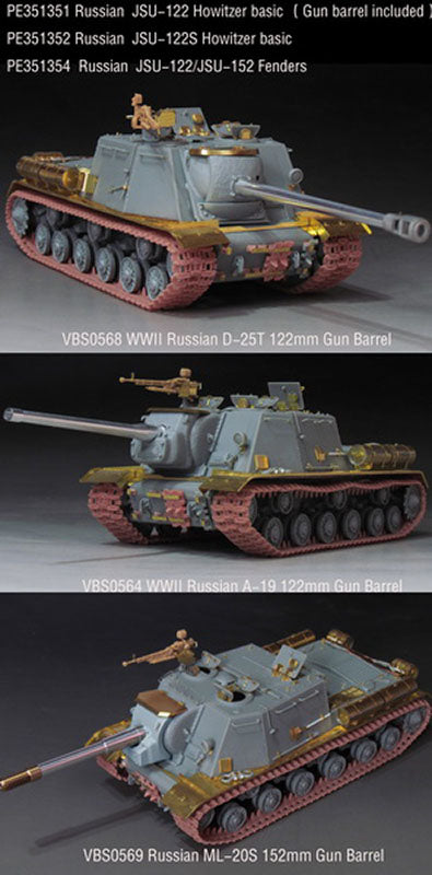 ボイジャーモデル PE351351 1/35 WWIIソビエト JSU-122自走榴弾砲用 基本セット（砲身付き）（ドラゴン 6013・6787・9112用）
