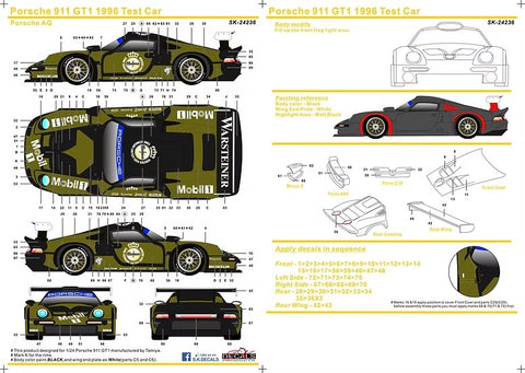 SKデカール SK24236 1/24 ポルシェ 911 GT1 1996 テストカー(タミヤ用)