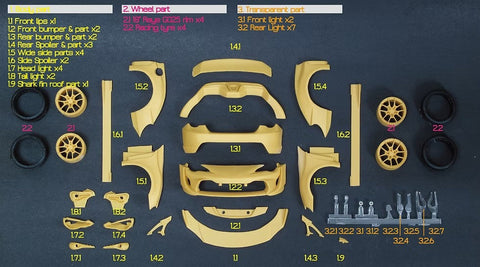 ズームオン Z055 1/24 アーティシャンスピリッツ BRZ / 86 ワイドボディキット(タミヤ用)