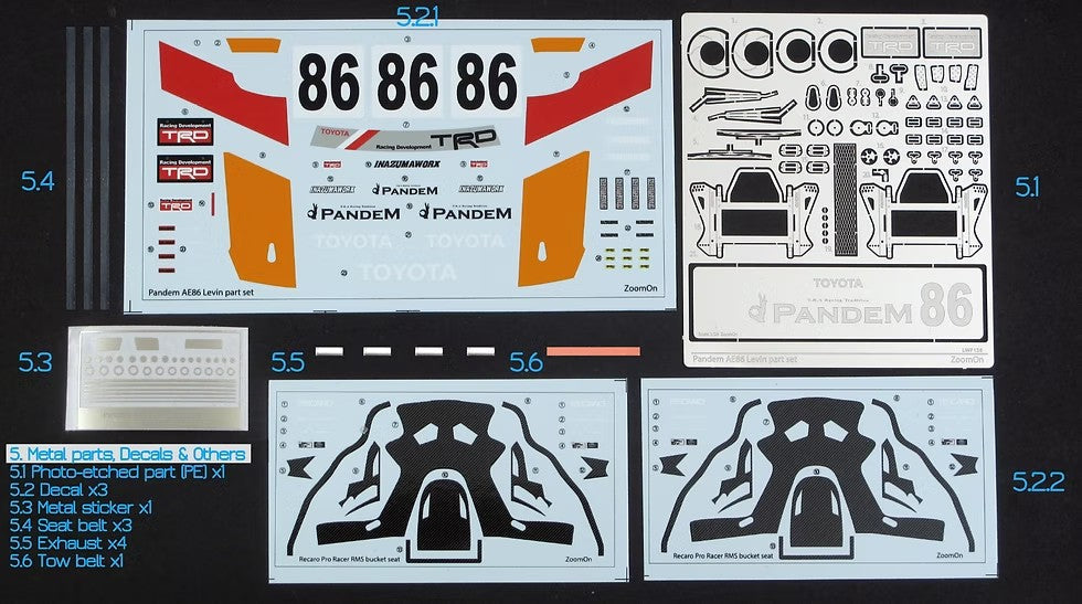 ズームオン Z143 1/24 Pandem AE86 レビン TRD N2 パーツセット
