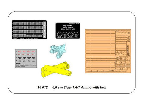 アベール 16012 1/16 タイガーI用 88ミリ対戦車砲弾 木製弾薬箱付