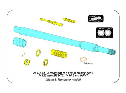 アベール 35L182	 1/35 ロシア T10M重戦車用 砲身・銃身セット(MENG・トランぺッター用)