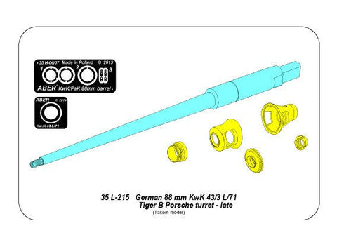 アベール 35L215 1/35 キングタイガー ポルシェ砲塔 後期型8.8cm Kw.K43 (L/71)砲身 (タコム用）