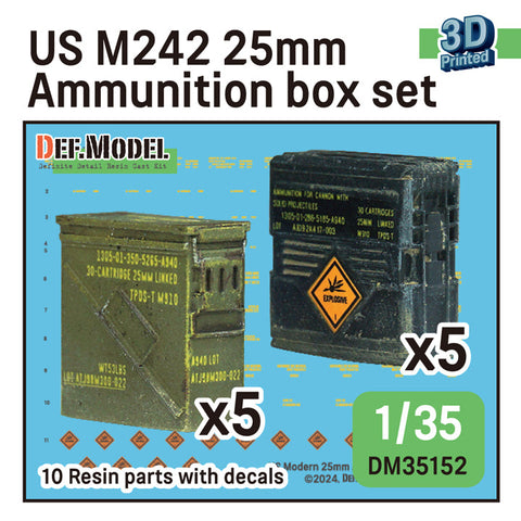 DEFモデル DM35152 1/35 アメリカ M242 ブッシュマスター 弾薬箱セット (10個,デカール付き)