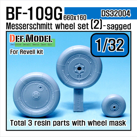 DEFモデル DS32004 1/32 メッサーシュミット Bf109G-6 自重変形タイヤ 2(レベル/他キット用)