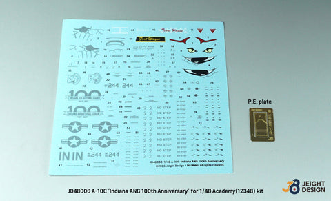 DEFモデル JD48006 1/48 USAF A-10C デカールセット ‘インディアナANG 100周年記念’ (アカデミー用)