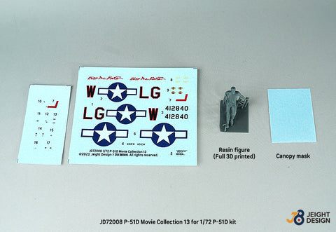 DEFモデル JD72008 1/72 P-51D マスタング デカールセットフィギュア付き ムービーコレクション No.13 - マーベリック (タミヤ/ 他キット)