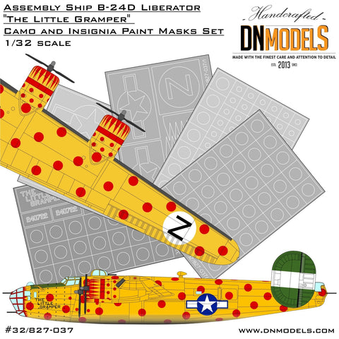 DNモデル 32/827-037 1/32 B-24D リベレーター「リトル・グランパー」アッセンブリーシップと記章塗装マスクセット(ホビーボス 83212用)
