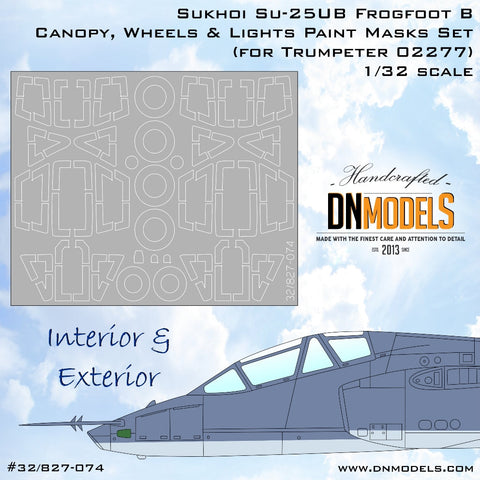 DNモデル 32/827-074 1/32 スホーイ Su-25UB フロッグフット B キャノピー、ホイール、ライト ペイントマスクセット(トランぺッター 02277用)