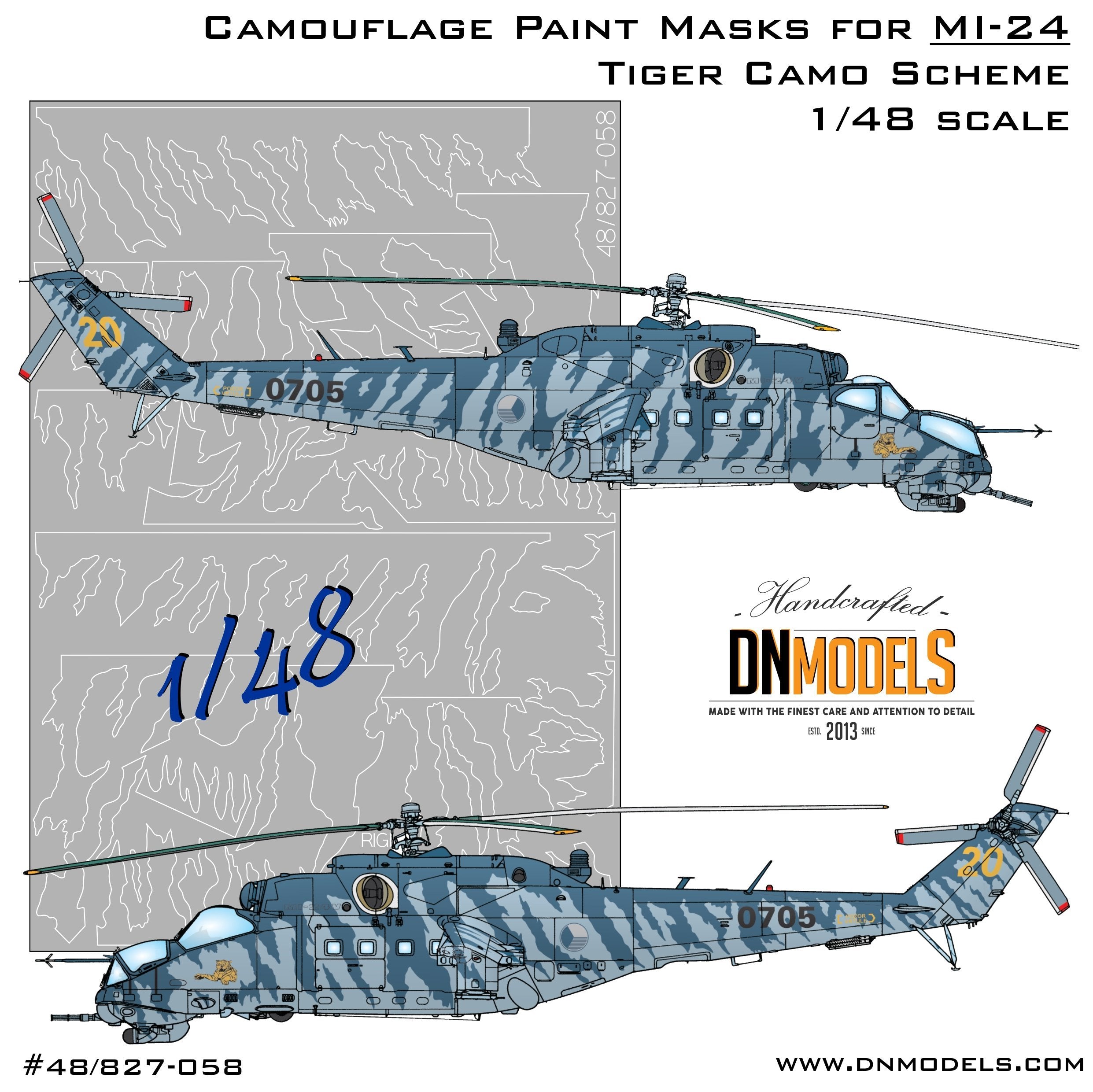 DNモデル 48/827-058 1/48 ミル Mi-24 ヒンド攻撃ヘリコプター