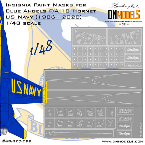 DNモデル 48/827-099 1/48 アメリカ海軍 ブルーエンジェルス F/A-18 ホーネット 記章ペイントマスクセット(全キット用)