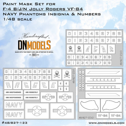 DNモデル 48/827-123 1/48 F-4 B/J/N ジョリーロジャース 海軍ファントム 記章＆ナンバー ペイントマスクセット(全キット用)