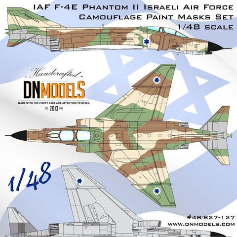 DNモデル 48/827-127 1/48 F-4E ファントム II IAF イスラエル空軍 迷彩塗装マスクセット(造形村,モンモデル,ハセガワ F-4E,RF-4C,RF-4E ファントム IIキット用）