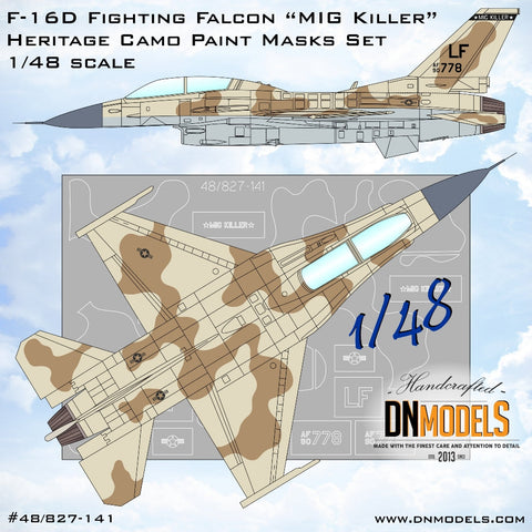 DNモデル 48/827-141 1/48 F-16D ファイティング・ファルコン"ミグキラー"ヘリテージ迷彩塗装マスクセット(全キット用)