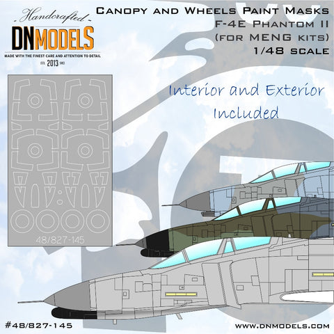 DNモデル 48/827-145 1/48 F-4E / F-4G ファントム II キャノピー＆ホイール ペイントマスク（モンモデル LS-017,LS-015用）
