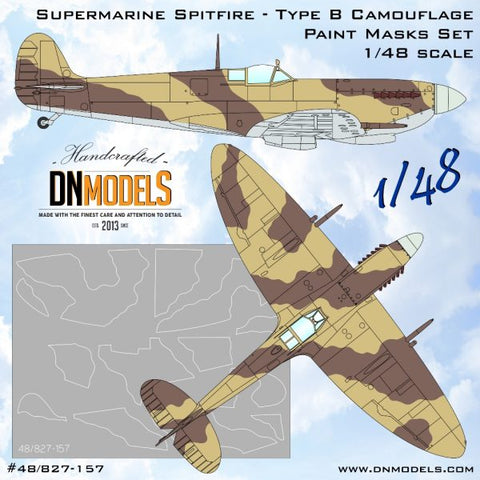 DNモデル 48/827-157 1/48 スーパーマリン スピットファイア タイプB 迷彩塗装マスクセット(全キット用)