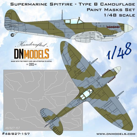 DNモデル 48/827-157 1/48 スーパーマリン スピットファイア タイプB 迷彩塗装マスクセット(全キット用)