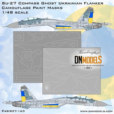 DNモデル 48/827-163 1/48 Su-27 コンパスゴースト ウクライナ フランカー 迷彩塗装マスクセット（ホビーボス,グレートウォールホビー,アカデミー, エデュアルド用）