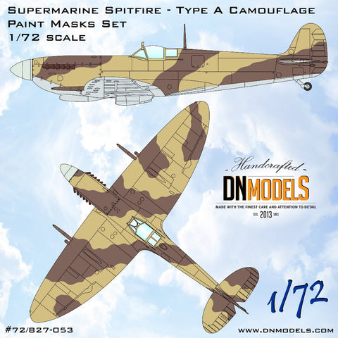 DNモデル 72/827-053 1/72 スーパーマリン スピットファイア タイプA 迷彩塗装マスクセット(全キット用)