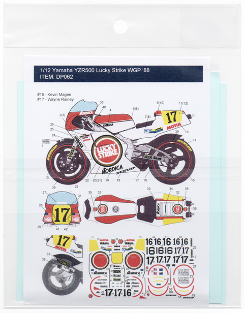 デカールプール DP062 1/12 ヤマハ YZR500 ラッキーストライク K. Magee & W. Rainey '88