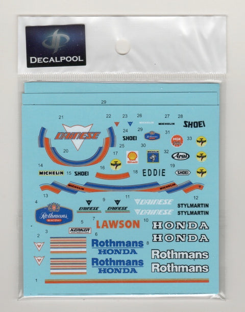 デカールプール DP129 1/12 ホンダ NSR500 ロスマンズ M. Doohan & W. Gardner & E. Lawson ライダー '89