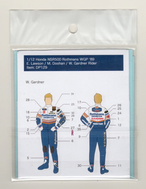 デカールプール DP129 1/12 ホンダ NSR500 ロスマンズ M. Doohan & W. Gardner & E. Lawson ライダー '89