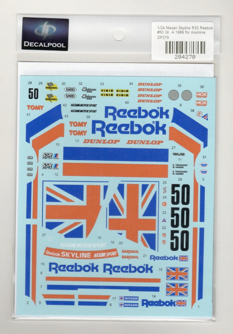 デカールプール DP270 1/24 日産 スカイライン R30 リーボック #50 Gr. A 1989 (アオシマ用)