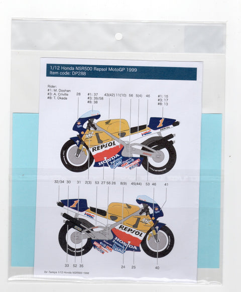 デカールプール DP288 1/12 ホンダ NSR500 レプソル #1/3/8 モトGP 1999