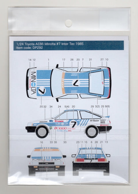 デカールプール DP292 1/24 トヨタ AE86 ミノルタ #7 インターテック 1985 (フジミ用)
