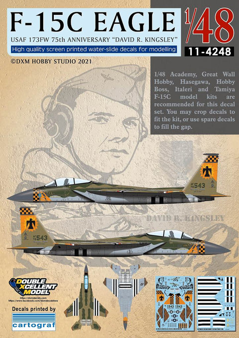 DXM 11-4248 1/48 アメリカ空軍 F-15C 第173戦闘航空団 75周年 "デビッド・リチャード・キングスリー" カルトグラフ製デカール
