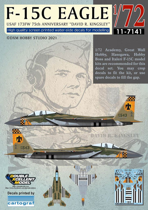 DXM 11-7141 1/72 アメリカ空軍 F-15C 第173戦闘航空団 75周年 "デビッド・リチャード・キングスリー" カルトグラフ製デカール