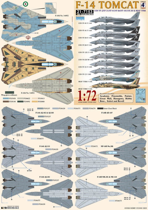 DXM 21-7153 1/72 アメリカ海軍 VF-2/31/41/84/101＆イラン空軍 F-14 トムキャット コレクション #4