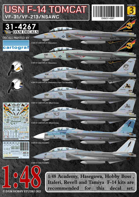 DXM 31-4267 1/48 アメリカ海軍 F-14A/D VF-31/VF-213/NSAWC トムキャット コレクション#3
