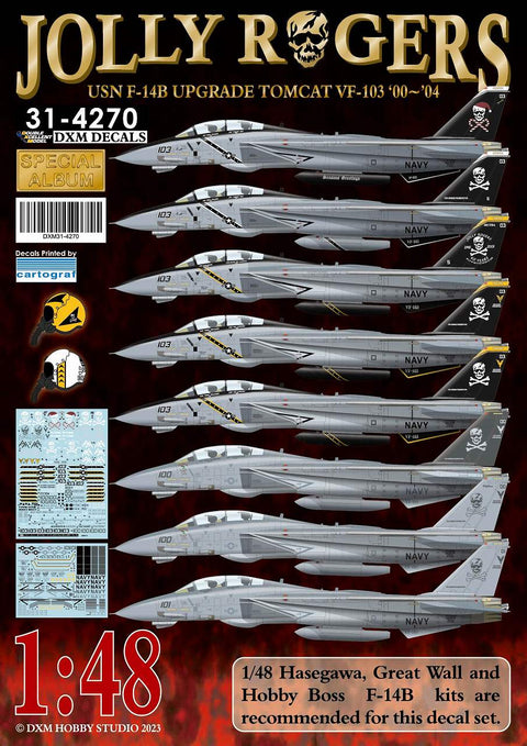 DXM 31-4270 1/48 アメリカ海軍 F-14B トムキャット VF-103 ジョリーロジャース 2000-2004（ハセガワ, グレートウォール, ホビーボス用）