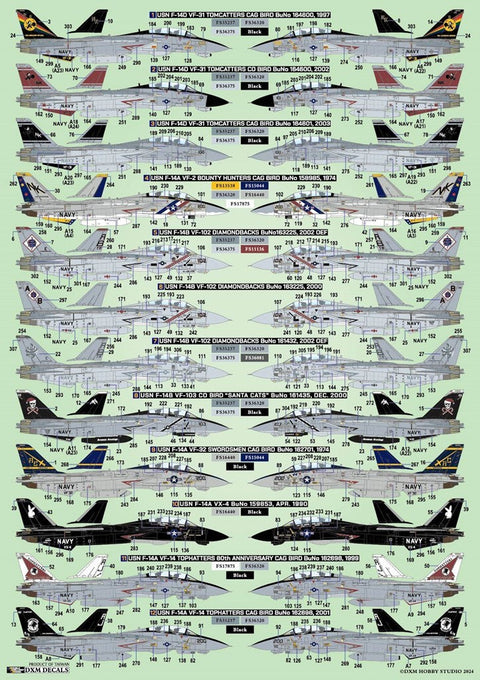 DXM 41-1114 1/144 アメリカ海軍F-14A/B/D トムキャット VF-2/14/31/32/102/103/NSAWC 12 スキーム コレクション