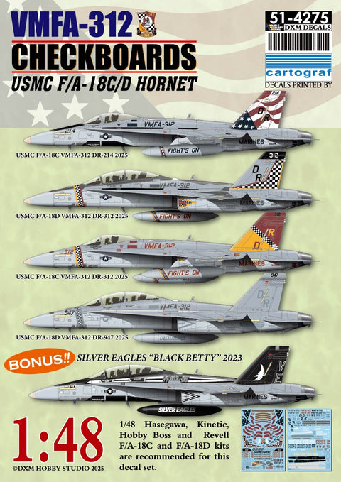 DXM 51-4275 1/48 アメリカ海兵隊 F/A-18C/D ホーネット VMFA-312 チェッカーボーズ （ハセガワ,キネティック,ホビーボス用）