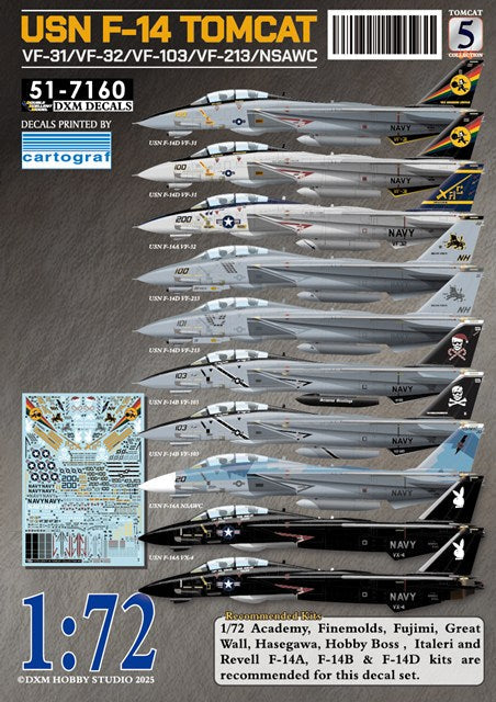 DXM 51-7160 1/72 アメリカ海軍 VF-31/VF-32/VF-103/VF-213/NSAWC  F-14 トムキャットコレクション #5