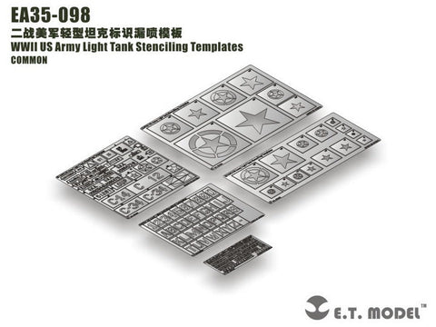 E.T.モデル EA35-098 1/35 WWII アメリカ陸軍 軽戦車 ステンシリング テンプレート（汎用）