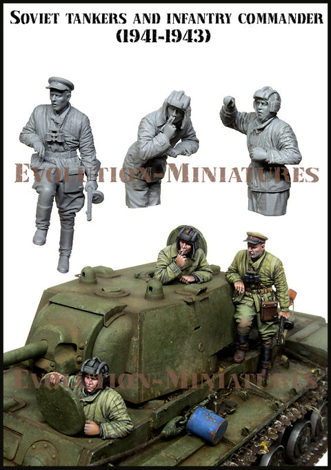 エボリューション  EM-35208 1/35  WWII ソビエト 赤軍戦車長と打合せする歩兵将校 1941-1943(3体)