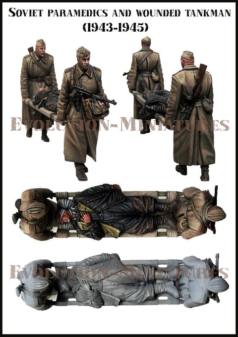 エボリューション  EM-35247 1/35  WWII ソビエト 衛生兵に搬送される負傷戦車兵 (1943-1945)