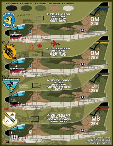 ファーボール 48-016 1/48 アメリカ空軍 9機の A-7Dコルセアのマンイーター、ショートリトルアグリーファッカーズ
