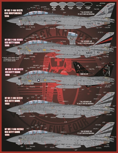 ファーボール FDS-4814 1/48 アメリカ海軍 VF-154,F-14A トムキャット、 ブラックナイツ　カラー＆マーキング、パート6