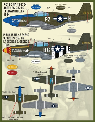 ファーボール F/D&S-4834 1/48 P-51B/Cのカラーリングとマーキング パート1